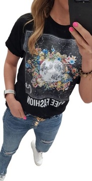 Włoska bluzka tshirt kwiaty typ cocomore minouu S