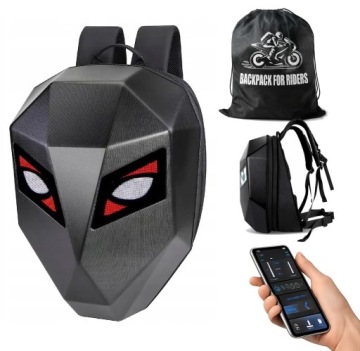 Мотоцикл рюкзак светодиодный экран Pixel Art Bluetooth Водонепроницаемый вместительный (ZM01)