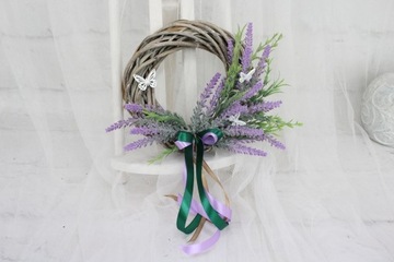 Wianek lawendowy na drzwi mały wieniec lawenda stroik ozdoba motylki