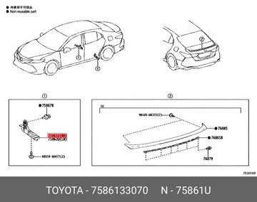 TOYOTA CAMRY 18-19 KRYT LIŠTA PODBĚHU PRAVÁ PANELU 75861-33070