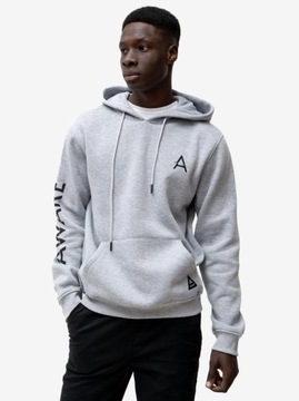 BLUZA DRESOWA Z KAPTUREM WYGODNA POLSKA NADRUKI MODNA SPORT SZARA Aware L