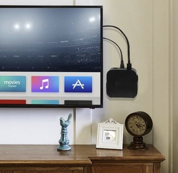 ВЕРТИКАЛЬНОЕ НАСТЕННОЕ КРЕПЛЕНИЕ ДЛЯ APPLE TV 4K HD ЧЕРНЫЙ + РЕЗИНОВАЯ КРЫШКА ДЛЯ ПУЛЬТА ДУ