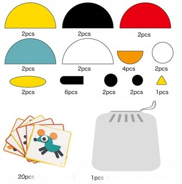 DREWNIANE PUZZLE KLOCKI UKŁADANKA MONTESSORI A2
