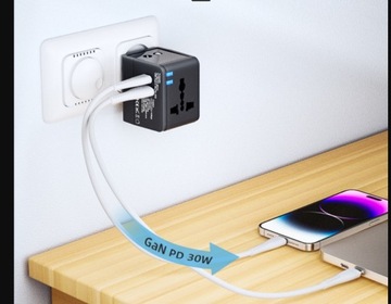 2x adapter globalny, uniwersalny gniazdko adaptera USA EU UK AU USB