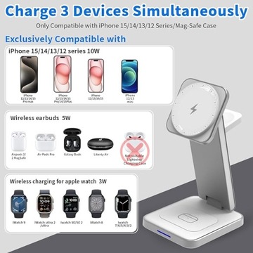 Магнитная беспроводная зарядная станция 3 в 1 для iPhone