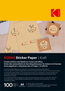 KODAK ETYKIETY SAMOPRZYLEPNE A4 KRAFT 100 szt