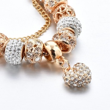 МОДУЛЬНЫЙ ЗОЛОТОЙ БРАСЛЕТ PANDORA CHARMS + БЕСПЛАТНО