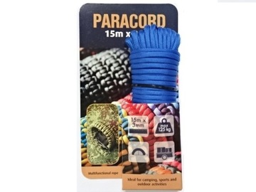 Linka PARACORD 15 metrów 3mm 125kg UDZWIG Niebieski