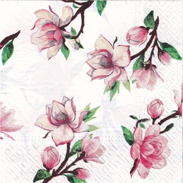 Papierowa SERWETKA Decoupage - Kwiaty MAGNOLIA - 1szt