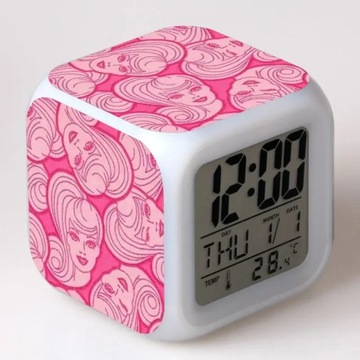 Colorful Barrbie Bed Night Light,Pink Barrbie Alarm Clock With Strob~4024