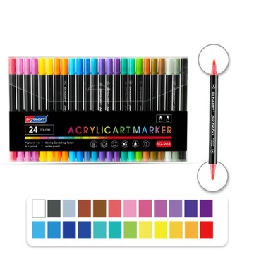 Mazaki Markery Długopisy Akrylowe Pisaki Dwustronne 24 Kolor