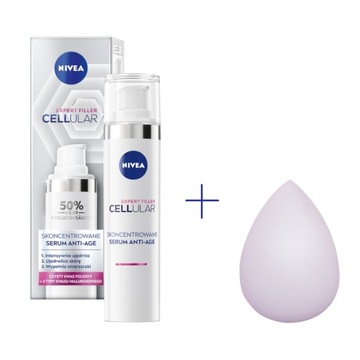 NIVEA CELLULAR EXPERT FILLER Serum przeciwzmarszczkowe 40ml + Gąbeczka