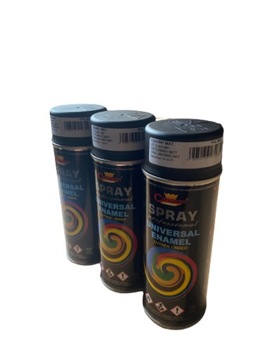 FARBA 3 szt LAKIER SPRAY EMALIA 400ml RAL 9005 CZARNY MAT CHAMPION