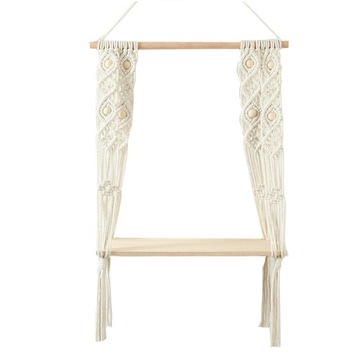 Boho makrama gobelin ścienny półka wisząca pływająca