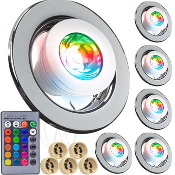 5x RAMKA SUFITOWA ŻARÓWKA LED RGB PILOT STERUJĄCY