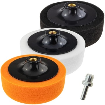GĄBKI PADY POLERSKIE DO WIERTARKI WKRĘTARKI 125MM ZESTAW + ADAPTER M14 3EL.