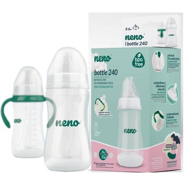 NENO Butelka dziecięca ze smoczkiem 240ml 3-6M+