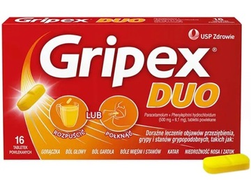 Gripex Duo 16 tabletek Przeziebienie Gorączka