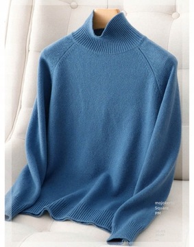 Elegancki Modny Golf Damski Sweter Długi Rękaw