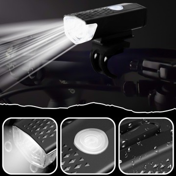 СВЕТОДИОДНАЯ ВЕЛОСИПЕДНАЯ ФОНАРЬ ДЛЯ ВЕЛОСИПЕДА, РУЛЬ, МОЩНАЯ, ПЕРЕЗАРЯЖАЕМАЯ, USB + ЗАДНЯЯ