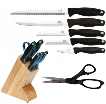 KITCHEN DEVILS Zestaw 5 noży + nożyczki w bloku komplet Lifestyle Fiskars .