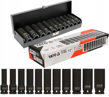 УДАРНЫЕ ГОЛОВКИ ТОРЦЕВЫЕ КЛЮЧИ ДЛИННЫЕ 1/2 ДЮЙМА 11 шт. КОВАНЫЙ КОРПУС YT 1054
