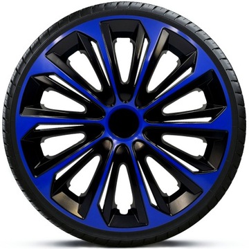 4x Kołpaki 15 STRONG DC CZARNO NIEBIESKIE TUNING