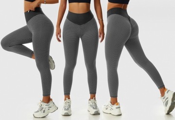 LEGGINSY GETRY FITNESS MODELUJĄCE PUSH UP WYSOKI STAN SPORTOWE LEGINSY XS