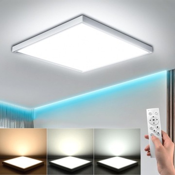 Lampa Sufitowa LED Plafon Biała Oprawa Z Pilotem Płaska Do Salonu Kuchni