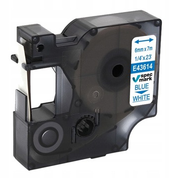 Taśma do DYMO D1 43614 6mm Biała/Niebieski