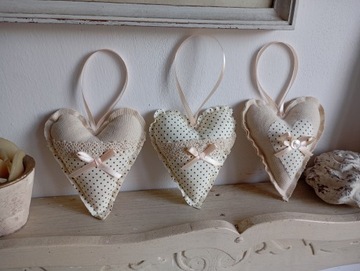 БОЛЬШИЕ ХЛОПКОВЫЕ СЕРДЕЧКИ, КРУЖЕВО, НАБОР 3 шт.