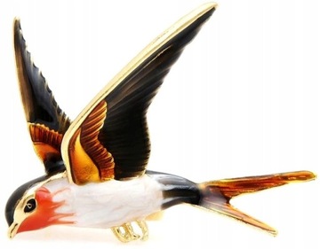 Broszka boho ptaszek Złoty ptak Przypinka na prezent modna pin kolorowy