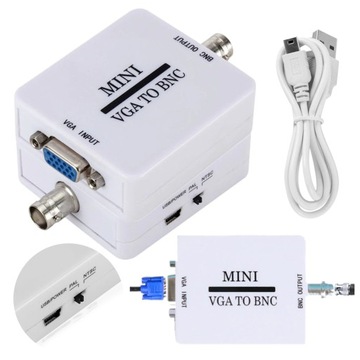 Konwerter obrazu sygnału VGA do BNC przejściówka D-SUB na BNC adapter