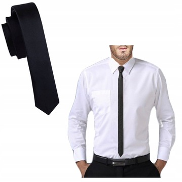 Микрофибра тонкий галстук сельдь гладкий 4 см черный США