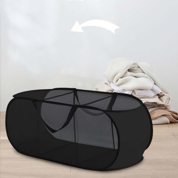 Складная корзина для грязного белья Корзина для белья для комнаты в общежитии, 3 решетки, черная