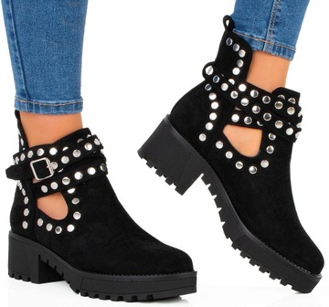 7985 ЧЕРНЫЕ ЗАМШЕВЫЕ БОТИНКИ С ВЫРЕЗАМИ НА ПЯТКЕ 39