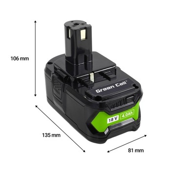 Аккумулятор Green Cell RB18L40 для системы Ryobi ONE+ 18 В, 4 Ач, 18 В