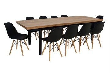 Stół CRAFT Blat 5 cm 100x200/300 10 Krzeseł Czarne