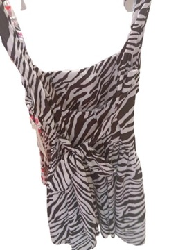 Sukienka ramiączka wiązanie na plecach rozkloszowana zebra