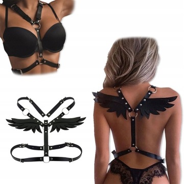 SKÓRZANA UPRZĄŻ SEX BODY HARNESS szelki SKRZYDŁA