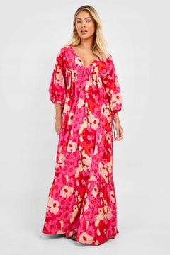 SUKIENKA TUNIKA W KWIATY ROZKLOSZOWANA MAXI CASUAL BOOHOO M 38