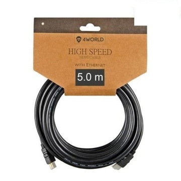 Кабель HDMI 4World, высокоскоростной с Ethernet, 5 м, черный