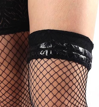 SEKSOWNE WYSOKIE SAMONOŚNE POŃCZOCHY DAMSKIE KABARETKI SLIKONOWE PASKI