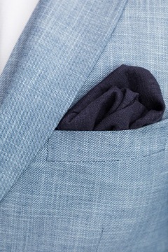Błękitny melanżowy garnitur trzyczęściowy modny na lato rozmiar 176-88-78