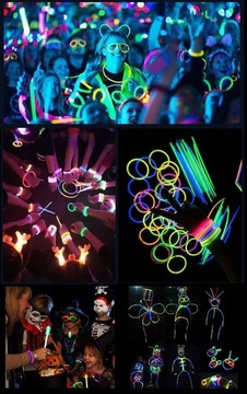 Светящиеся флуоресцентные браслеты, браслеты с химическим светом, 100 палочек