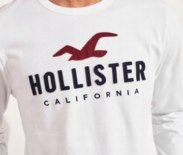 HOLLISTER Biały Long-Sleeve Długi Rękaw Logo _ S