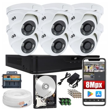 Zestaw monitoringu DVS 6 kamer 8Mpx aplikacja 1TB
