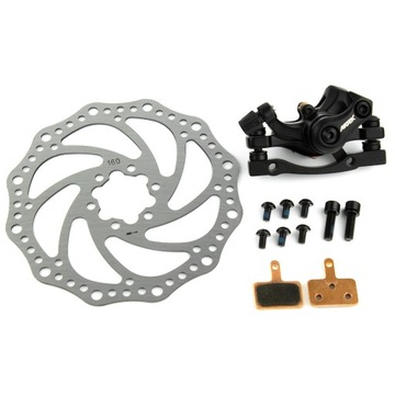 Zacisk mechaniczny + tarcza 160 mm + klocki hamulca rowerowego przód