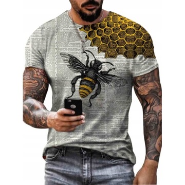 T-shirt męski z okrągłym dekoltem i czaszką 3D
