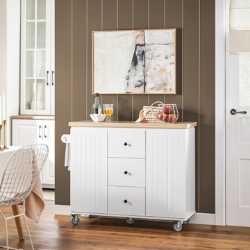 Мобильный кухонный остров Барный шкаф Обеденный стол на тележках FKW96-II-WN